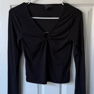 Streetwear Society Black V-Neck Long Sleeve Top